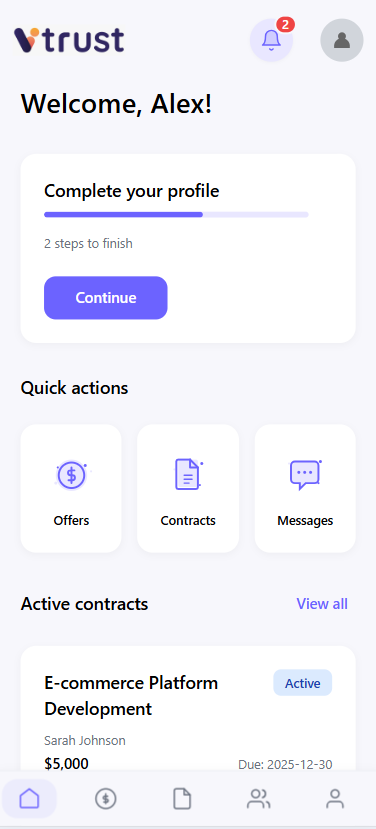 Vtrust App Interface